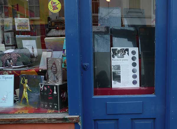 Pavement Poetry in a shop's window display